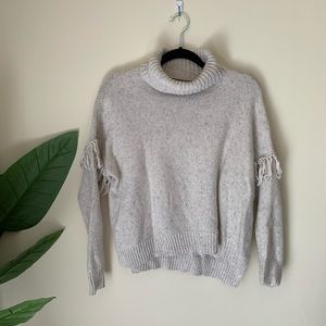 AERIE | Cropped Fringe Turtleneck Sweater size m
